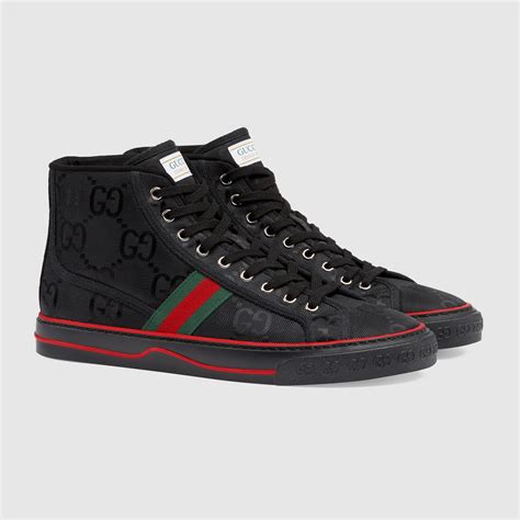 gucci hitop sneakers black men|black Gucci sneakers on sale.